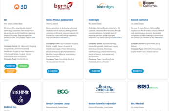 Screenshot of company list webpage