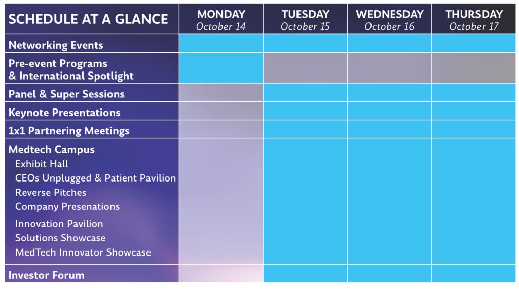 medtech conference schedule at a glance